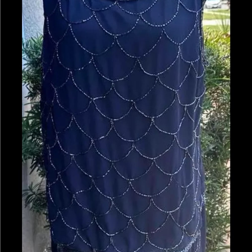 Adrianna Papell Navy blue Dress 16 embellished - Picture 3 of 5